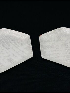 Vintage Japanese Hexagon Enameled Glass set of 2 Small Trinkets 4.5” Very Rare